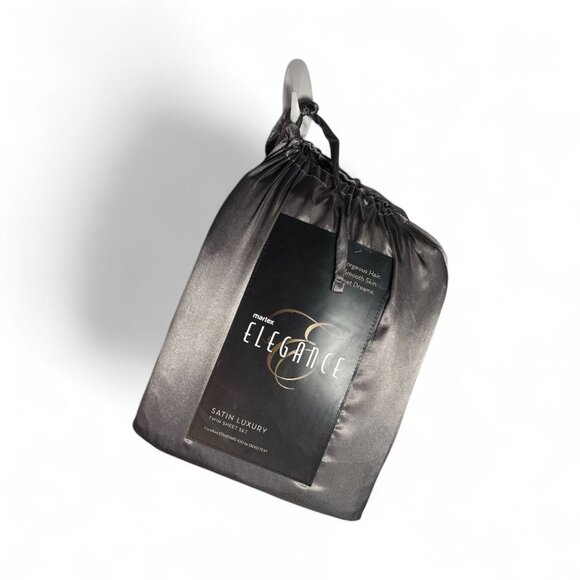 Martex Elegance Satin Luxury Twin Sheet Set – Charcoal Gray – NEW - Picture 1 of 1